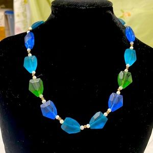 Handmade glass bead necklace.